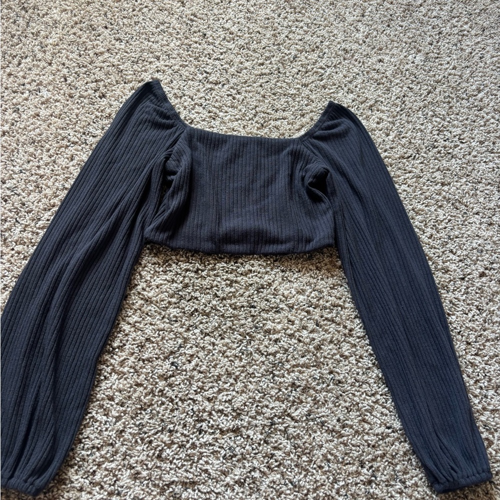 12th Tribe Black Ribbed Crop Top